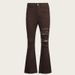 Women's High-Waisted Flared Jeans – Stretch Denim With Distressed Details (S-XXL, Coffee Brown)_mkmklike.com