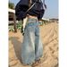 Women's Clothing Women's High-Waisted Curved Jeans Retro American Style Loose Fit Slimming Wide Leg Pants For Spring And Autumn High Street Design_mkmklike.com