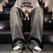 Retro Style Men's Straight Leg Jeans Loose Fit plus Size Trendy Wide Leg Casual Trousers Midweight Polyester with Slight Stretch_mkmklike.com