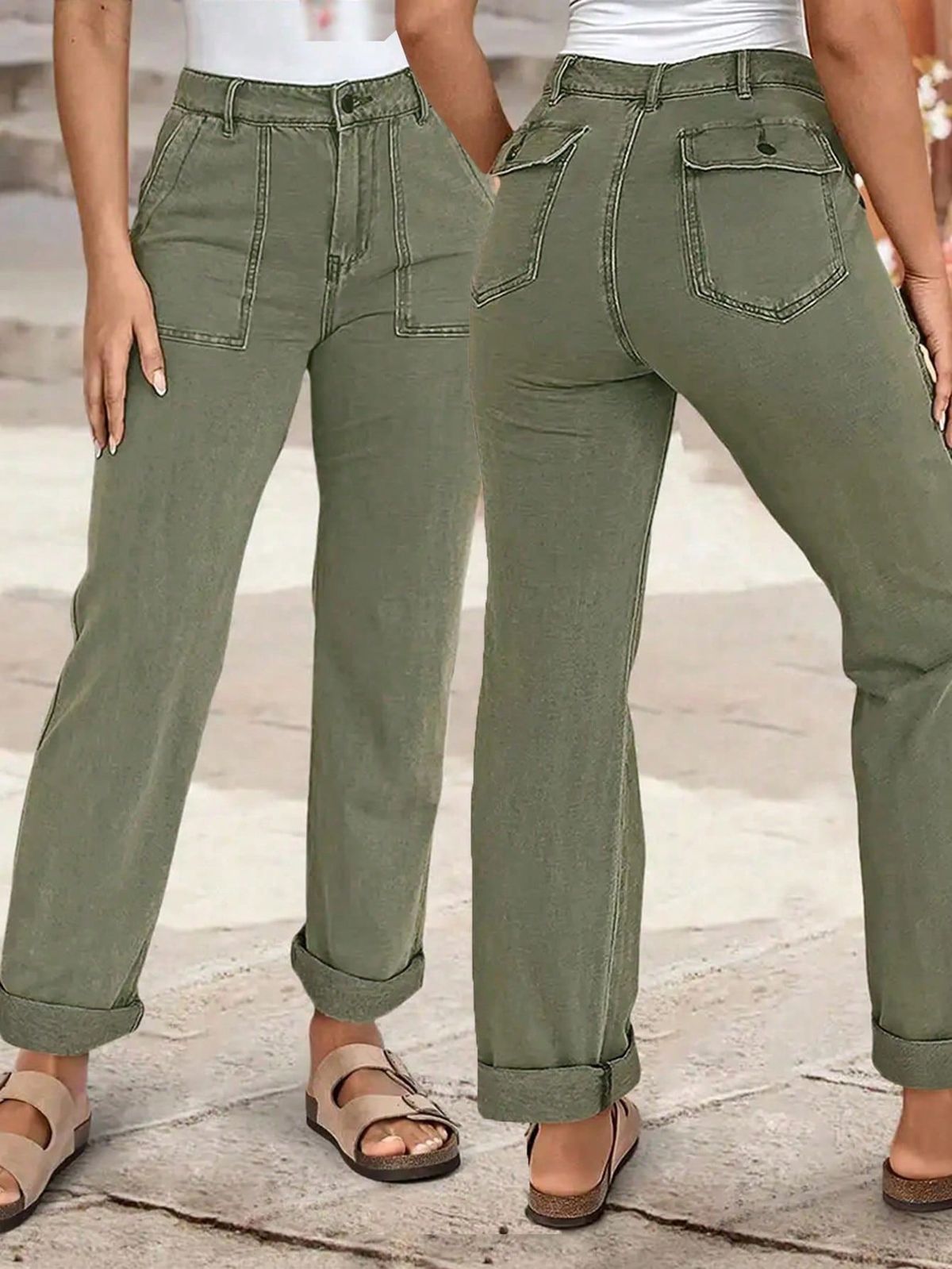 Women's Stretch Solid Color Straight Leg Jeans Casual Long Pants European American Style Spring New Arrival Cotton Denim_mkmklike.com