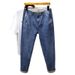 Summer Trendy Jeans Men's Washed Elastic Waist Thin Ice Silk Jeans Men's Fat Large Size Denim Trousers Men_mkmklike.com