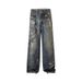 Men's Trendy Loose Wide Leg Straight Leg Jeans Digital Cut Print New AC Pants Clothing Wear Archer0603_mkmklike.com