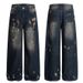 2025 American Style Washed Distressed Ripped Jeans For Men And Women Loose Straight Wide-Leg Floor-Length Pants_mkmklike.com