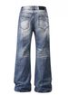 Men's Clothing Distressed Whiskered Dark Blue Jeans Distressed Whisker Dark Blue Cleanfit Jeans Slim Straight Leg With Subtle Flare Retro Denim Pants_mkmklike.com