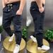 Spring And Summer New Men's Elastic Waist Jeans Versatile Straight Tooling Multi-pocket Casual Long Pants Tethered Harlan Pants_mkmklike.com