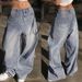 Women's Washed Wide-Leg Jeans - Ultra-Long Flowy High Waist Straight Leg Pants For Casual & Office Wear (Navy Blue/Black, Xs-Xxl)_mkmklike.com