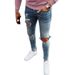 2027 Summer Fashion European-USA Hip-Hop Jeans Men Cotton Mid Waist Broken Hole Washed Small Foot Denim Pants M-5XL_mkmklike.com
