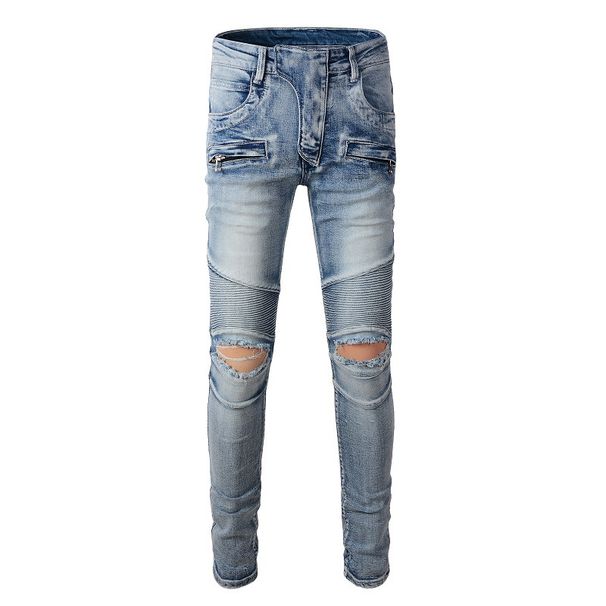 Men's Clothing Jeans For Men, Three Dimensional Tailoring, American Retro Stretch Tights, Men's Straight Leg Ripped Jeans 917_mkmklike.com