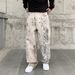 Men's Clothing High Street Ink Splashed Design Jeans For Men Spring And Autumn Trendy Casual Straight Pants For Men_mkmklike.com