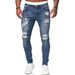 Men's Clothing Fashion Jeans New Men's Pants With Holes, Ground White, Slim Fitting Denim Fashionable Small Leg Pants, Men Hot Selling_mkmklike.com