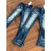 UrbanRebel Men's Slim Stretch Jeans Destroyed Paint & Embroidery Hipster Streetwear Denim Low Waist Pencil Pants Blue Zipper Fly_mkmklike.com
