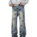 Men's Clothing Washed Denim Jeans Men's Washed Denim Jeans - Classic American Retro Straight Loose Fit Casual Pants For All Seasons (Blue, S-3XL)_mkmklike.com