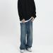 Nordmann Premium Jeans For Men Youth Spring Autumn Loose Straight Casual Long Japanese Retro Washed Distressed Wide-Leg Pants_mkmklike.com