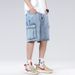 In Stock Workwear Denim Summer Loose Casual New Versatile Simple Five-Point Mid-Length Shorts_mkmklike.com
