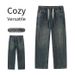 Men's Vintage Washed Straight-Leg Jeans – Relaxed Fit With Adjustable Drawstring Waist (M-XXXXL)_mkmklike.com