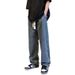 Vintage Straight Leg Jeans For Men - Relaxed Fit Casual Trousers With Elastic Drawstring Waist & Unique Design_mkmklike.com
