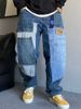 Men's Heavyweight Denim Jeans With Edgy Patches, Relaxed Straight Leg Fit For Casual Street Style_mkmklike.com