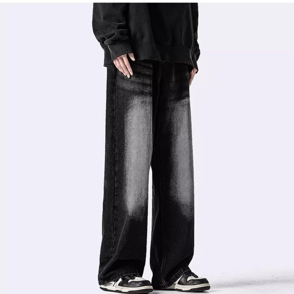 Men's Clothing Loose Dark Blue Straight Pants Washed Old Wide Leg Trousers Trend_mkmklike.com