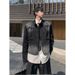 Small Niche Fringed Denim Jacket Men's Retro Washed Gradient Loose Jacket_mkmklike.com