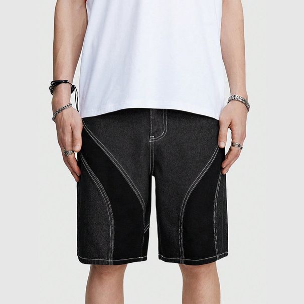 Men's Clothing New Men's Denim Versatile Casual Shorts Large Size Loose Stitching Personality High End Denim Shorts Manufacturers_mkmklike.com