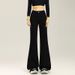 Women's Clothing Korean Style Fleece Lined Wide Leg Flared Jeans Versatile Denim Classic Hot Style For Autumn Winter Regular Fit Solid_mkmklike.com