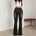 Mokosei Personalized Black Jeans For Women Patchwork Style Slightly Flared Legs Frayed Edges Trend Belt Eyelets_mkmklike.com