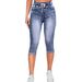 Women’S Distressed Stretch Capri Jeans – Streetwear Style With Drawstring Waist & Ripped Details_mkmklike.com