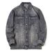 Large Size Jacket Men's American Lapel Trendy Brand Jacket Men's Plus Size Embroidered Retro Washed Denim Jacket_mkmklike.com