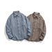 Men's Clothing Simple Trendy Washed Striped Denim Long Sleeved Shirt Casual Blue Shirt Jacket_mkmklike.com