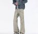 Vintage Washed Split Seam Jeans For Men & Women | Relaxed Fit Mid-Rise Straight Leg Denim Pants With Slight Stretch | Yellow Mud Dye Casual Trousers_mkmklike.com