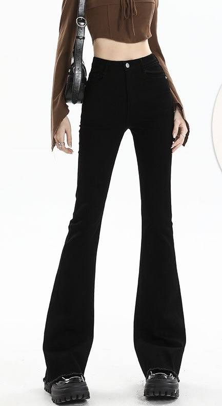 Women's Clothing Flared Jeans High Waist Vintage Denim Pants Slim Fit Retro Bootcut Style For Petite & Tall_mkmklike.com
