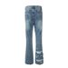 American Style Distressed Jeans For Men Loose Street Fashion Cool Long Washed White Ripped Casual Straight Pants_mkmklike.com