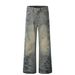 Men's Clothing Retro 2025 Men And Women High End Design Washed And Distressed Men's Loose Flared Jeans_mkmklike.com