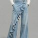 Women's Retro Washed Denim Trousers Mid-Waisted Irregular Fit BAGGY_mkmklike.com