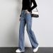 High Waist Relaxed Fit Straight Leg Jeans - Oversized Vintage Washed Denim Pants With Stretch Waistband (Light Blue/Dark Blue)_mkmklike.com