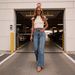 Women's Clothing Retro High-Waisted Slimming Wide Leg Jeans Washed Denim Trousers With Center Seam Detail For Spring/Summer_mkmklike.com