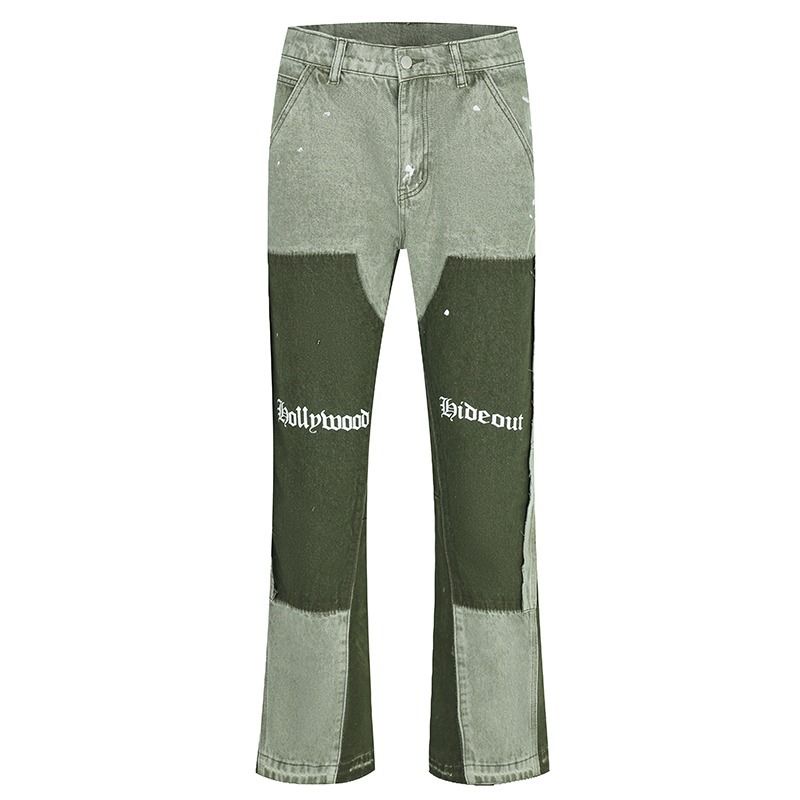 Vintage Men's Jeans Distressed Vibe Bell Bottoms Clean Fit Woodworking Workwear Denim Pants For Outdoor Casual Denim Trousers_mkmklike.com