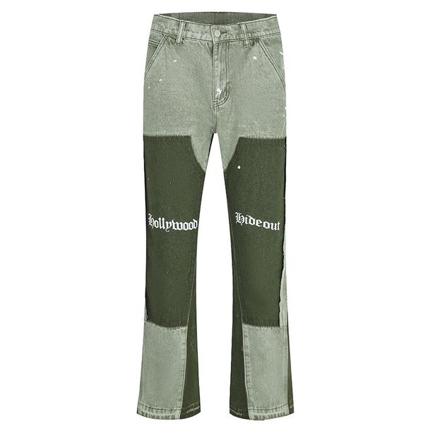 Vintage Men's Jeans Distressed Vibe Bell Bottoms Clean Fit Woodworking Workwear Denim Pants For Outdoor Casual Denim Trousers_mkmklike.com