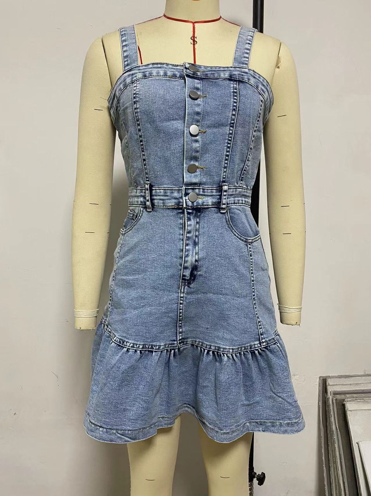 K New Temperament Commuting Fashionable Camisole Spicy Girl Denim Women's Dress_mkmklike.com