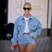 Women's internet celebrity denim sequined jacket short coat suit_mkmklike.com