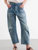 Mid Rise Barrel Horseshoe Jeans - Comfortable Stretch Denim Pants For Women, Relaxed Fit, Straight Leg, Casual & Streetwear Style_mkmklike.com