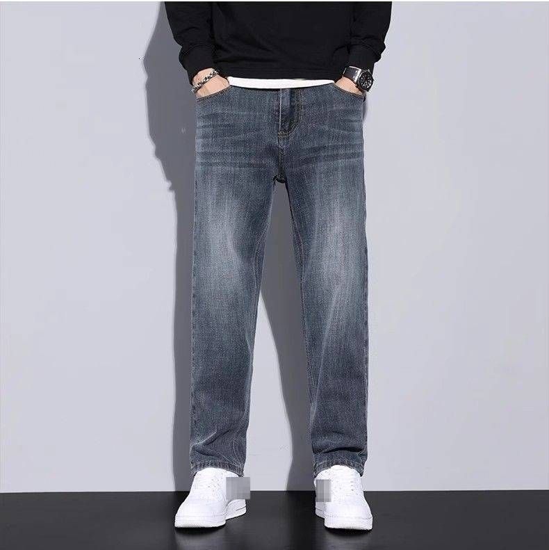Men's Vintage Straight Leg Jeans - Fleece Lined, Stretch, Relaxed Fit, Casual Winter Trousers For Men (Blue Grey, Dark Blue, Black, Dark Grey)_mkmklike.com