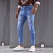 Men's Casual Slim Fit Skinny Jeans Distressed Patched Versatile Style European American Foreign Trade New Cross Border_mkmklike.com