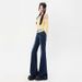 ELLE Wholesale Dropshipping American Low Waist Retro Hot Girl Dark Blue Slim Fit Stretch Flar Jeans Women Long Pants_mkmklike.com