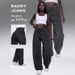 Trending Women's Jeans – Vintage Washed Blue | High Waist | Baggy Wide Leg | Distressed Details | Streetwear Staple_mkmklike.com