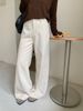 Women's Tencel Linen White Straight Leg Jeans - Early Autumn Slimming Wide Leg Pants Casual Trousers_mkmklike.com