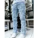 E15E Mens Stacked Jeans Fit Ripped Destroyed Straight Denims Pants Vintage Hip Hop Trouser Streetwear 240415_mkmklike.com