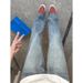 "Men's Retro Lightning Wash Denim Jeans – Slim Fit Straight Leg With Subtle Flare (Vintage Stretch, Mid-Rise, Classic Blue)"_mkmklike.com