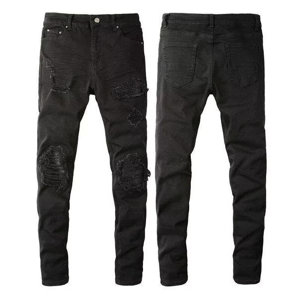 Men's Clothing Trendy Skinny Jeans Washed Scratched Patches Paint Graffiti Stretch Slim Jeans_mkmklike.com