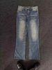 Men's Clothing Nostalgic Dark Blue Vintage High Street Slightly Flared Snowflake Washed Old Cleanfit Style Vibe_mkmklike.com